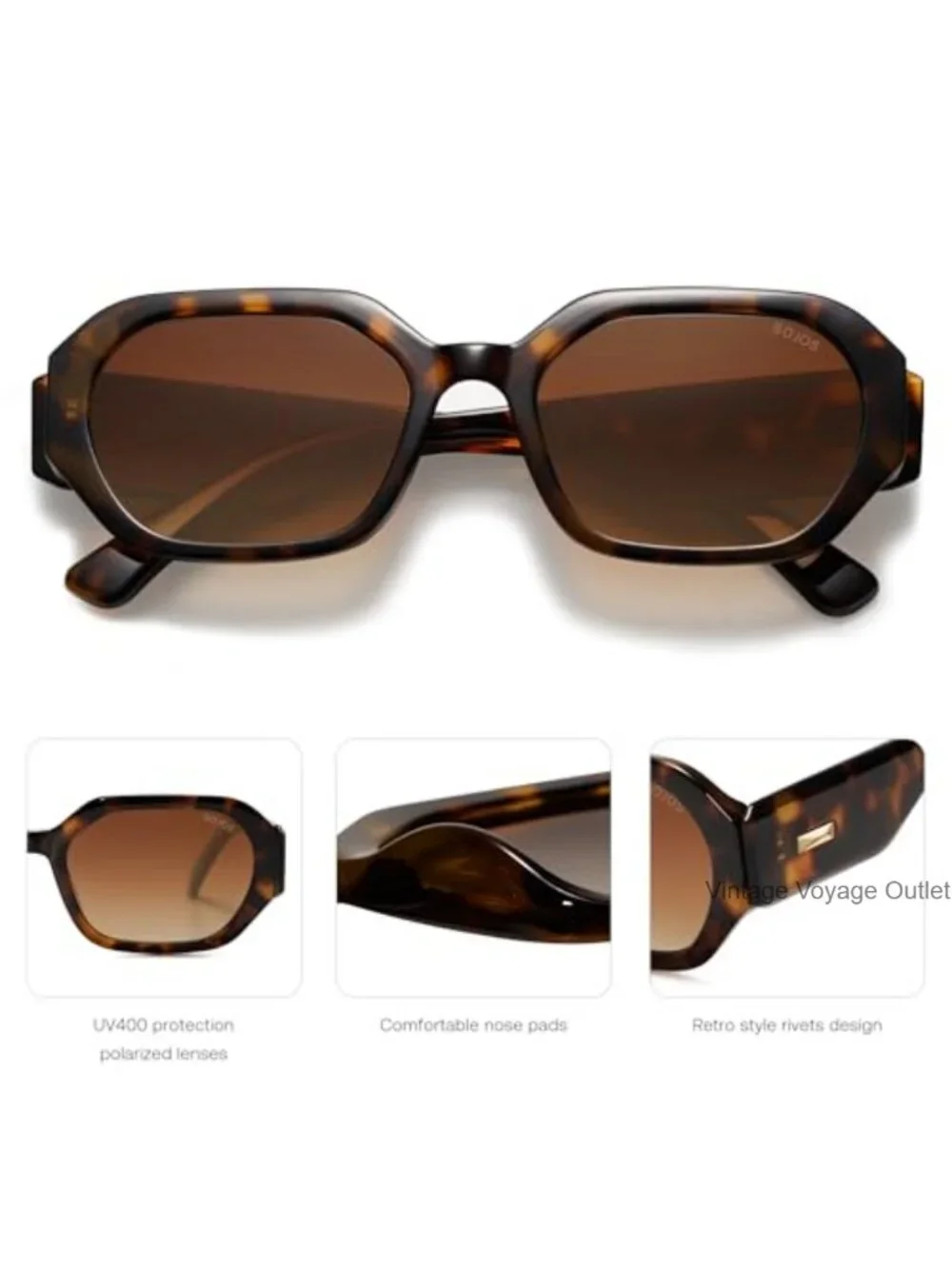 Retro Rectangular Polarized Sunglasses UV400 Protection for Women Men